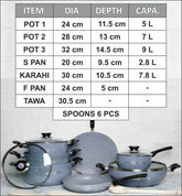 KLASSIC Grace 18-Piece Marble-Coated Nonstick Cookware Set with Glass Lids – Toxin-Free, Elegant & Durable
